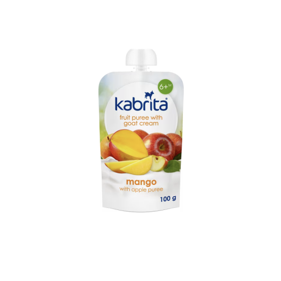 Kabrita mango un ābolu biezenis ar saldo krējumu no kazas piena bērniem no 6 mēnešu vecuma, 100g